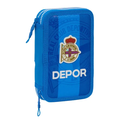 Estojo Duplo R. C. Deportivo de La Coruña Azul 12.5 x 19.5 x 4 cm (28 Peças)