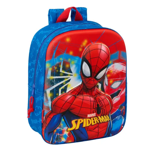 Mochila Escolar Spider-Man Vermelho Azul Marinho 22 x 27 x 10 cm 3D