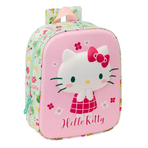 Mochila Escolar Hello Kitty Verde Cor de Rosa 22 x 27 x 10 cm 3D