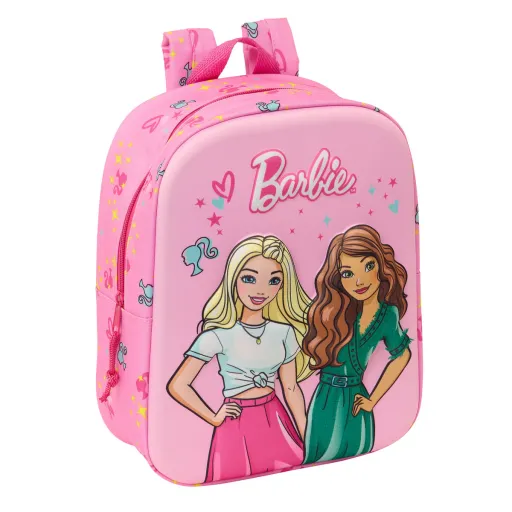 Mochila Escolar Barbie Cor de Rosa Fúcsia 22 x 27 x 10 cm 3D