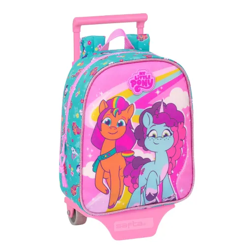 Mochila Escolar com Rodas My Little Pony Magic Cor de Rosa Turquesa 22 x 27 x 10 cm