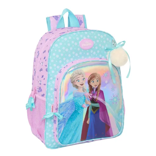 Mochila Escolar Frozen Cool Days Violeta Azul Celeste 33 x 42 x 14 cm