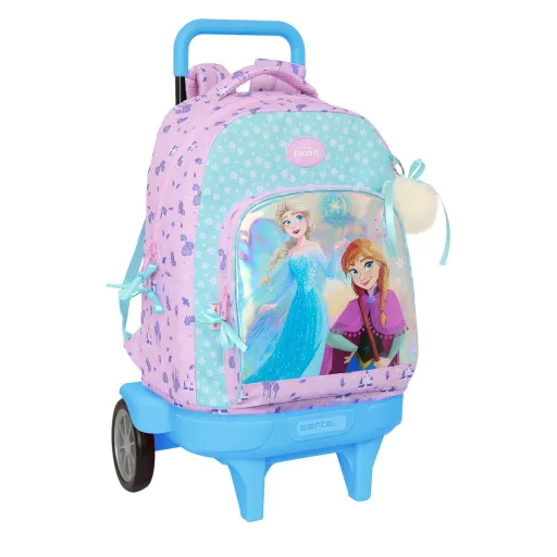 Mochila Escolar com Rodas Frozen Cool Days Violeta Azul Celeste 33 x 45 x 22 cm