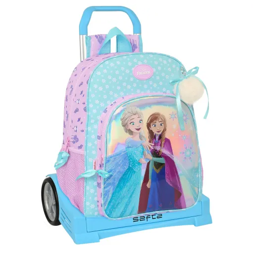 Mochila Escolar com Rodas Frozen Cool Days Violeta Azul Celeste 33 x 42 x 14 cm