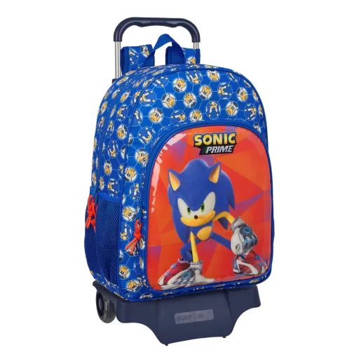 Mochila Escolar com Rodas Sonic Prime Azul 33 x 42 x 14 cm