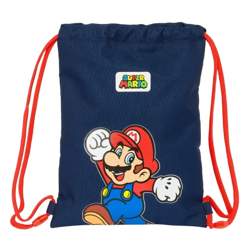 Saco Mochila com Cordas Super Mario World Azul Marinho 26 x 34 x 1 cm