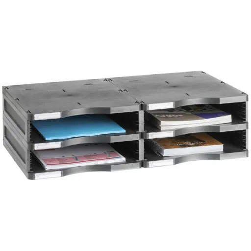 Arquivador Modular Archivo 2000 ArchivoDoc 4 Compartimentos Din A4 Preto 36 x 60 x 16,5 cm