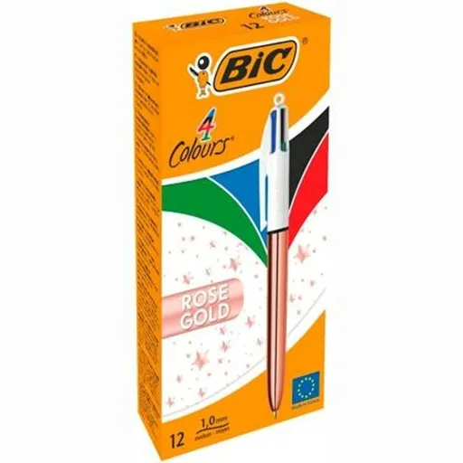 Caneta Bic Branco Cor de Rosa (12 Peças)