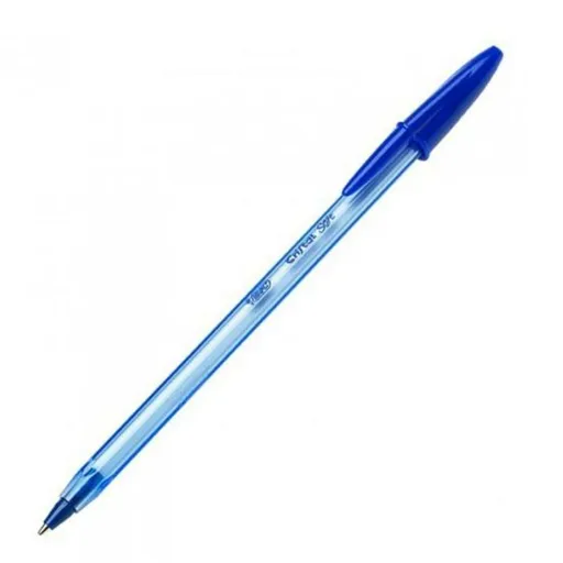 Caneta Bic Cristal Soft Transparente 1-2 mm Azul 50 Peças