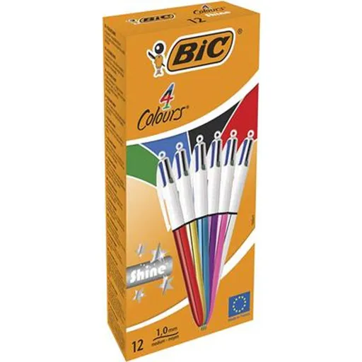 Conjunto de Canetas Bic Shine Silver Branco Multicolor (12 Peças)