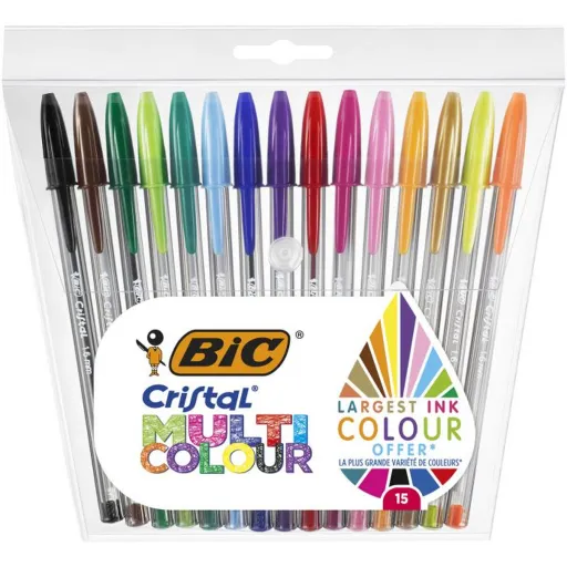 Conjunto de Canetas Bic Cristal Multicolor 15 Peças Multicolor 0,42 mm (15 Peças)