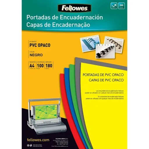 Revestimento Fellowes 100 Unidades Encadernação Preto A4 PVC