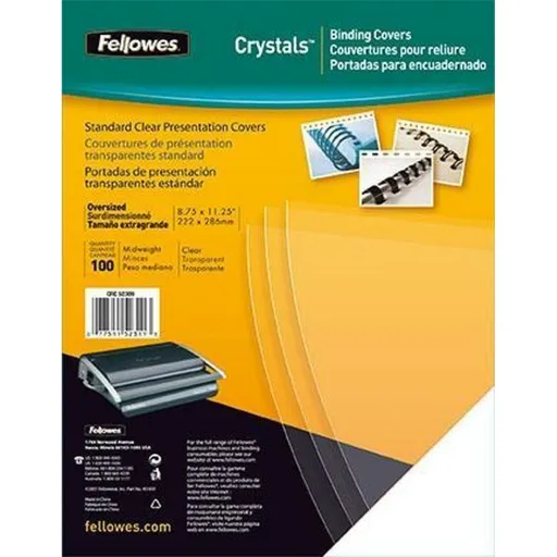 Capas de Encadernação Fellowes Crystals Transparente PVC A4 (100 Unidades)