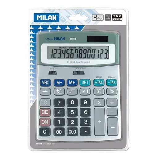 Calculadora Milan Branco Prateado Metal 18,5 x 14 x 2 cm