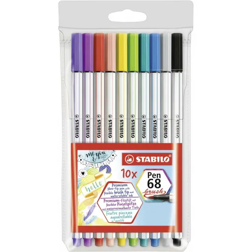 Conjunto de Canetas de Feltro Stabilo Pen 68 Brush 10 Peças Multicolor