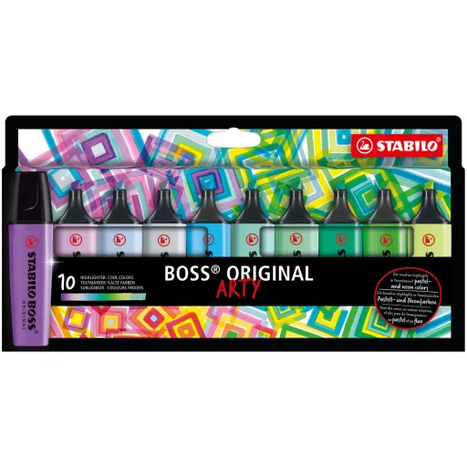 Conjunto de Marcadores Fluorescentes Stabilo Boss Original Arty 10 Peças Multicolor