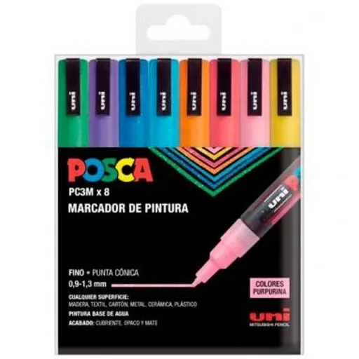 Conjunto de Marcadores Uni-Ball PC-3M 8 Peças Multicolor