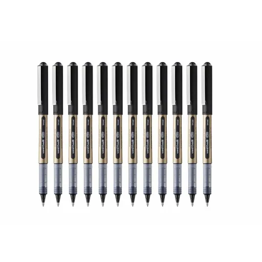 Esferográfica de Tinta Líquida Uni-Ball Rollerball Eye Broad UB-150 Preto 1 mm (12 Peças)