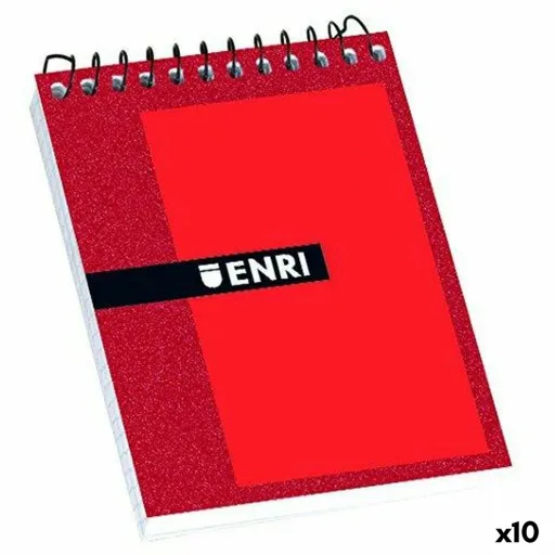 Bloco de Notas ENRI Vermelho 80 Folhas 4 mm (10 Unidades)