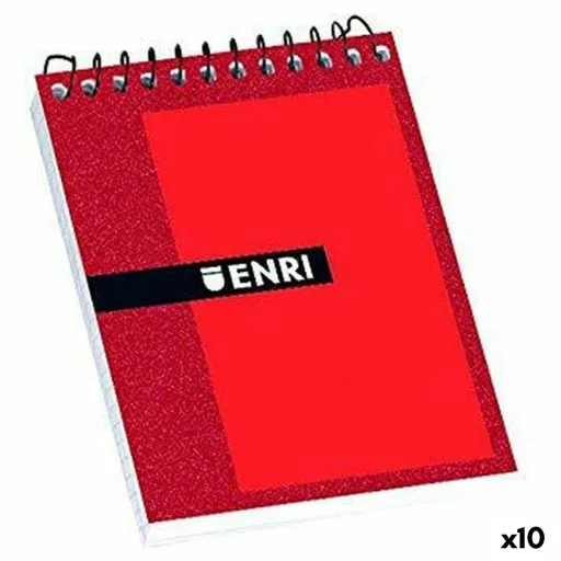 Bloco de Notas ENRI Vermelho 1/8 80 Folhas 4 mm (10 Unidades)