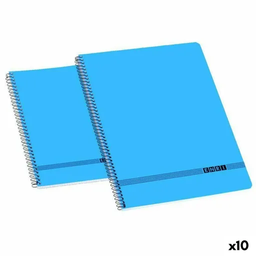 Caderno ENRI Tampa Macia Azul 80 Folhas 4 mm Quarto (10 Unidades)