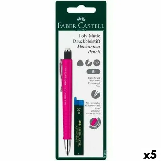 Porta-Minas Faber-Castell Grip  Matic Cor de Rosa 0,7 mm (5 Unidades)