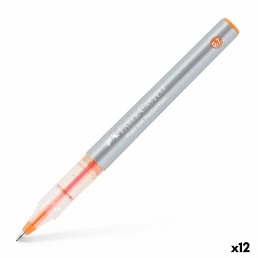 Esferográfica de Tinta Líquida Faber-Castell Roller Free Ink Laranja 0,7 mm (12 Unidades)