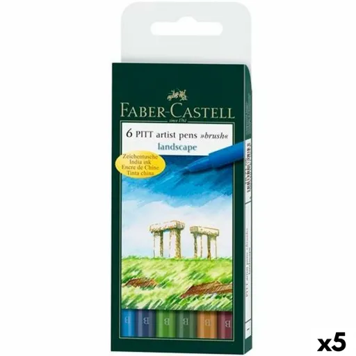 Conjunto de Canetas de Feltro Faber-Castell Pitt Artist Landscape Estojo (5 Unidades)