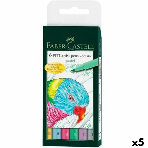 Conjunto de Canetas de Feltro Faber-Castell Pitt Artist Estojo Pastel (5 Unidades)