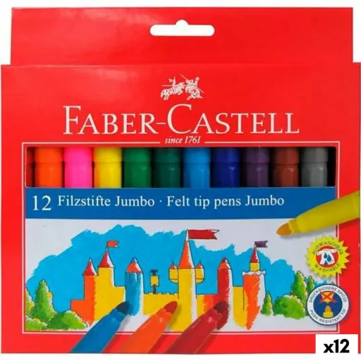 Conjunto de Canetas de Feltro Faber-Castell Jumbo Estojo Multicolor (12 Unidades)