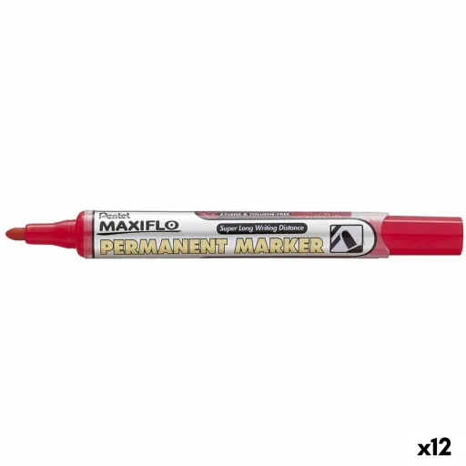 Rotulador Permanente Pentel NLF50 Vermelho 12 Peças (12 Unidades)