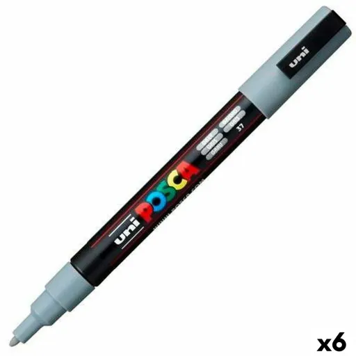 Rotulador POSCA PC-3M Cinzento (6 Unidades)