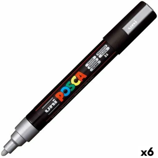 Rotuladores POSCA PC-5M Prateado (6 Unidades)