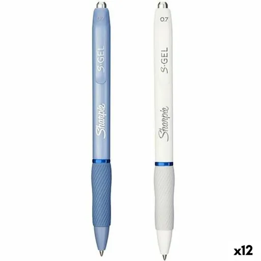 Esferográfica de Gel Sharpie S-Gel Branco Azul 0,7 mm (12 Unidades)