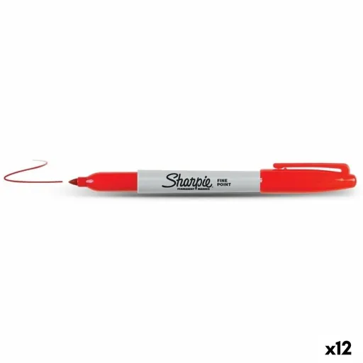 Rotulador Permanente Sharpie Fine Point Vermelho (12 Unidades)