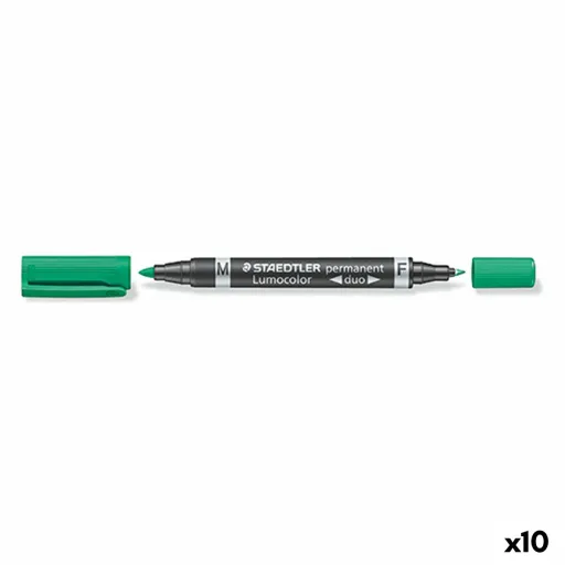 Rotulador Permanente Staedtler Lumocolor Duo Verde (10 Unidades)