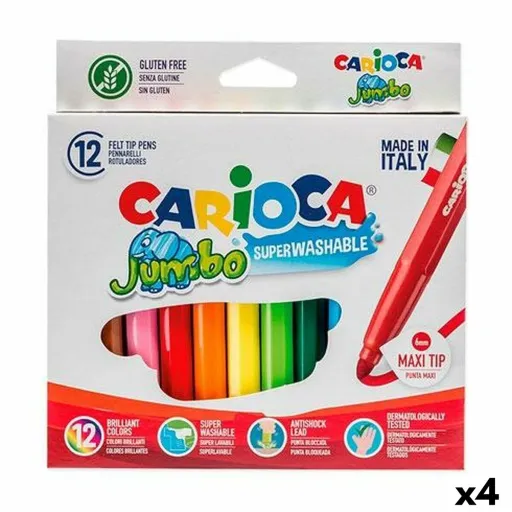 Conjunto de Canetas de Feltro Carioca Jumbo 12 Peças Multicolor (12 Peças) (4 Unidades)