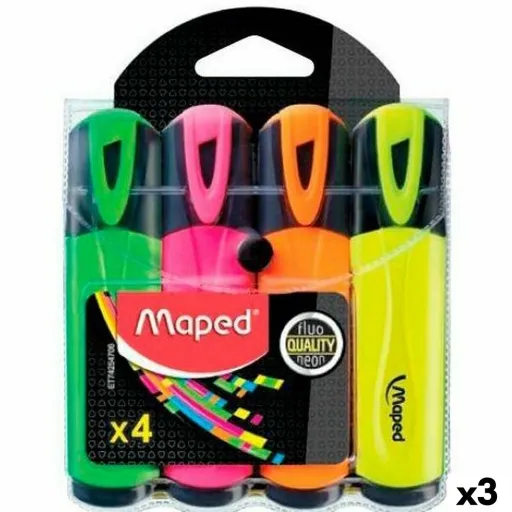 Conjunto de Marcadores Fluorescentes Maped Fluor Quality Neon Multicolor (3 Unidades)