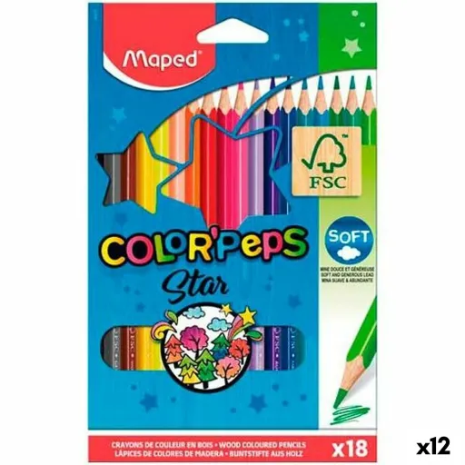 Lápis de Cores Maped Color' Peps Star Multicolor 18 Peças (12 Unidades)