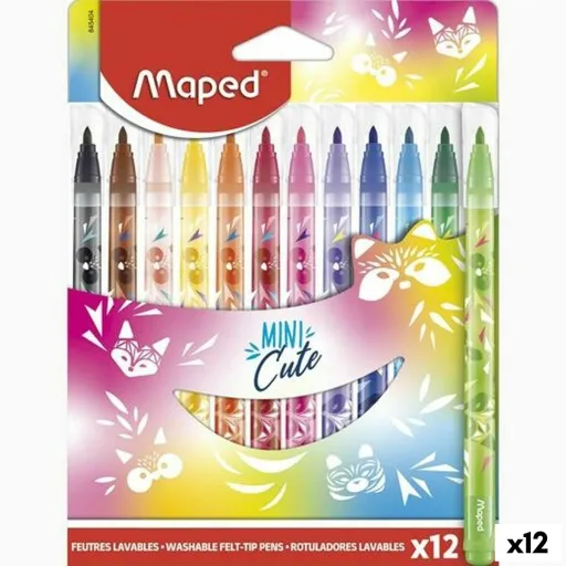 Conjunto de Canetas de Feltro Maped Mini Cute Multicolor 12 Peças (12 Unidades)