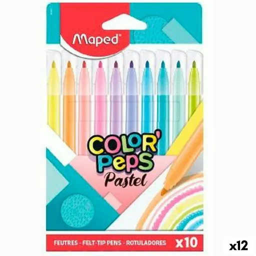 Conjunto de Canetas de Feltro Maped Color' Peps Multicolor 10 Peças (12 Unidades)