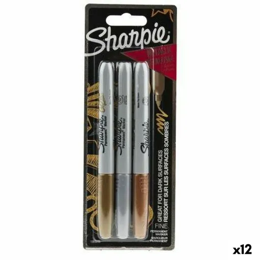 Conjunto de Canetas de Feltro Sharpie Multicolor Metálico 3 Peças 1 mm (12 Unidades)