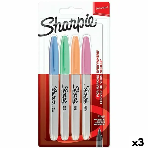 Conjunto de Canetas de Feltro Sharpie 4 Peças Multicolor (3 Unidades)