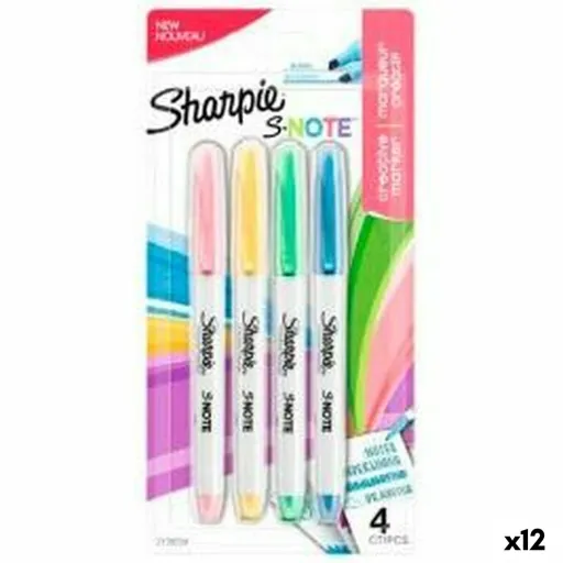 Conjunto de Canetas de Feltro Sharpie S-Note Multicolor 4 Peças 1-3 mm (12 Unidades)