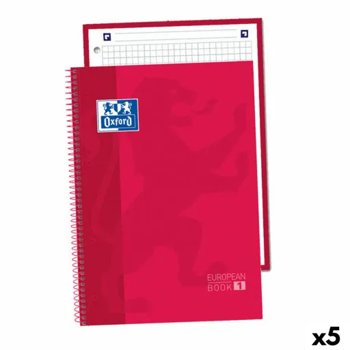 Caderno Oxford Europeanbook 1 Vermelho A5 80 Folhas (5 Unidades)