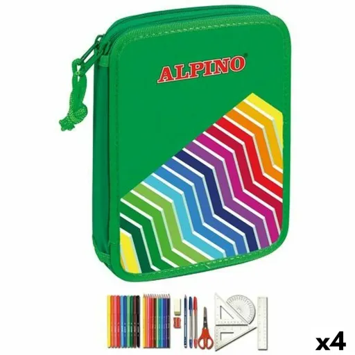 Estojo Duplo Alpino Verde Multicolor (32 Peças) (4 Unidades)