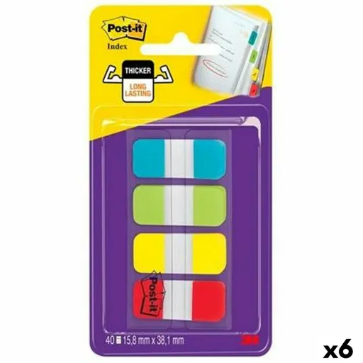 Conjunto de Notas Adesivas Post-it Index Multicolor 40 Folhas 15,8 x 38 mm (6 Unidades)