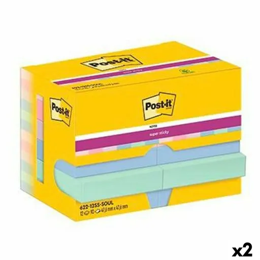 Notas Adesivas Post-it Super Sticky Multicolor 12 Peças 47,6 x 47,6 mm (2 Unidades)