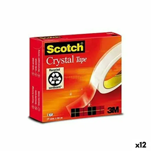 Fita Adesiva Scotch Crystal Transparente 19 mm x 66 m (12 Unidades)