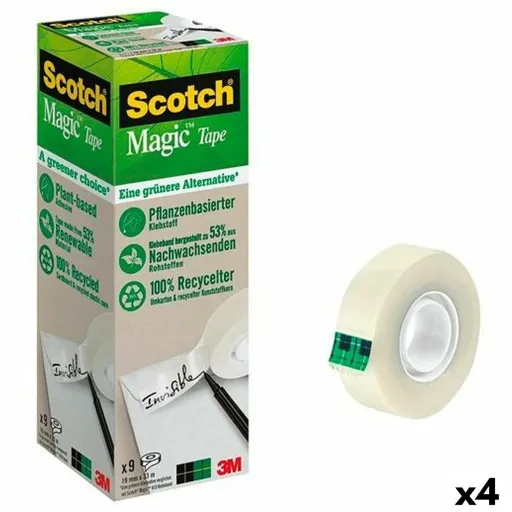 Conjunto de Fitas-Cola Scotch Magic Transparente 9 Peças 19 mm x 33 m (4 Unidades)